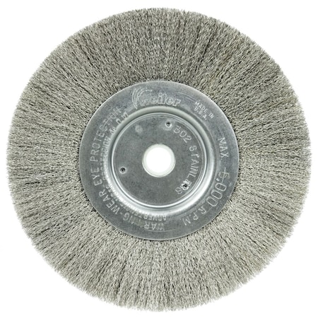 Weiler 6" Narrow Face Crimped Wire Wheel, .006" Fill, 5/8"-1/2" Arbor Hole 1675